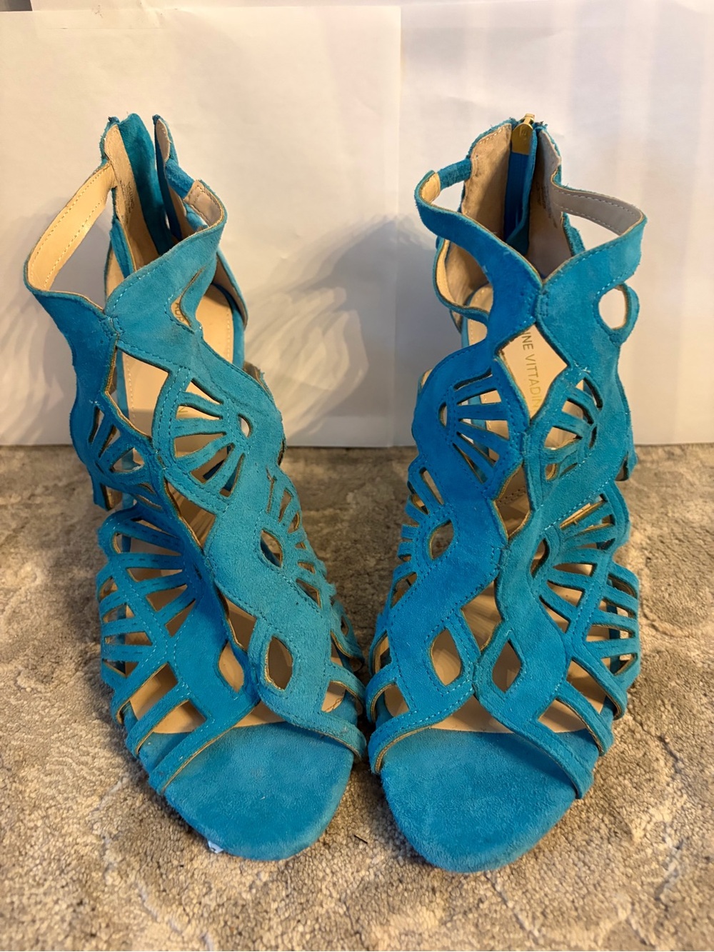 Adrienne Vittadini Blue or teal Suede Pumps Heels Leather size 10